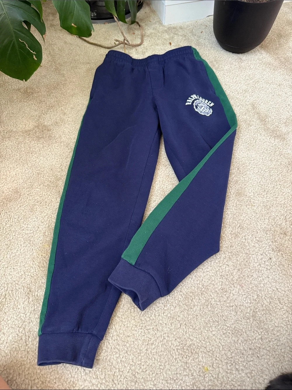 Ralph Lauren Kids Navy & Green Athletic Joggers